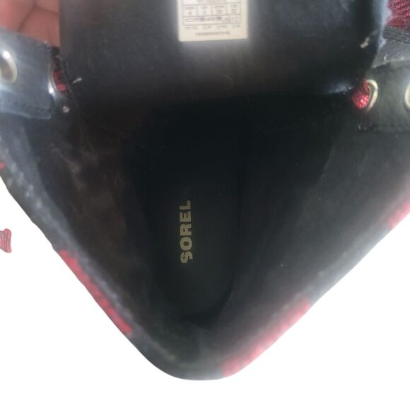 Sorel Lexie Wedge Boots Girls Size 4 Buffalo Plaid Red Black Outdoor Holiday - Picture 9 of 10